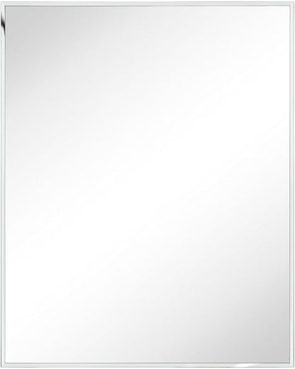 TEHOME 24'' x 30'' Chrome Recessed and Surface Mount Bathroom Medicine Cabinet with Mirror Square Cornered Metal Framed Rounded Rectangle Medicine Cabinet Mirror