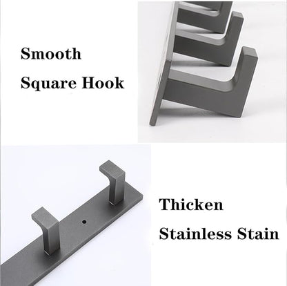 Coat Rack, Heavy Duty Stainless Steel 4 Tri Coat Hook Hanger, Wall Mounted Storage Wall Hooks, Rustic Clothes Hook/Key Hook Rail for Bathroom Kitchen Entryway(4 Hook Grey)