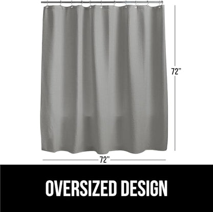 GORILLA GRIP Waffle Shower Curtain, Thick Weighted Fabric, Wrinkle and Rust Resistant, Classic Hotel Quality Design, Heavy Duty Long Curtains for Bathroom Showers, Bath Tubs, Machine Wash, 72x72, Gray