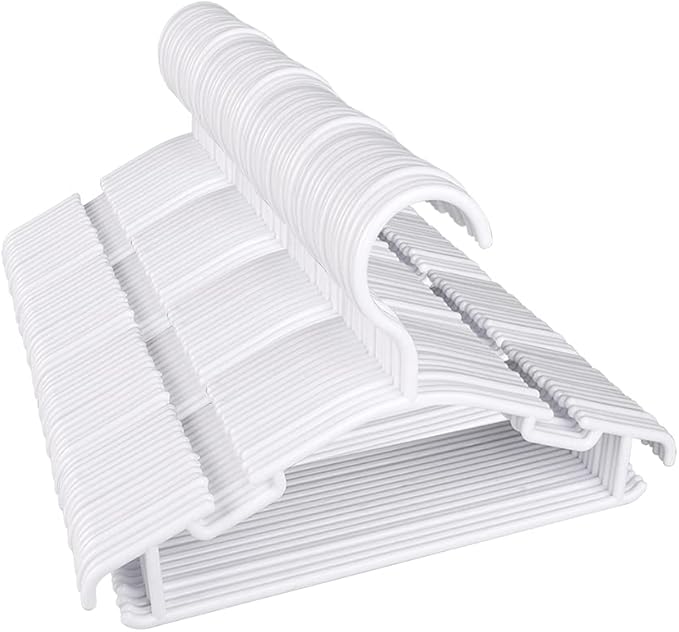 GoodtoU Kids Hangers 100 Pack Baby Hangers for Closet Toddler Hangers Plastic White Childrens Hangers Small Hangers 10.24inch (0-24 Months)