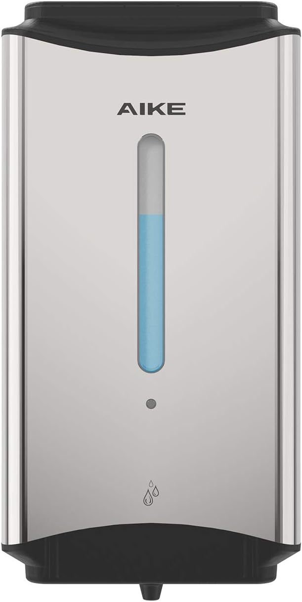 AIKE Automatic Soap Dispenser Commercial Wall Mounted Liquid Dispenser Polished Stainless Steel Finish 1100ml Large Capacity