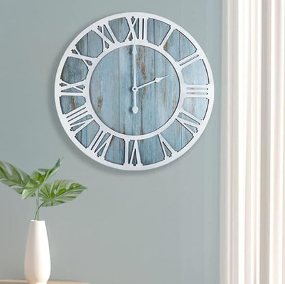 1st owned Wall Clocks for Living Room Decor,24" Vintage,Round Silent Non Ticking,Black Metal,Modern Wood Clocks for Home Bedroom,Kitchen,Garden,Office,Cafe,Modern Wall Decoration -Roman Numerals