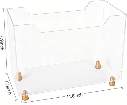 Acrylic Magazine Holder, Crystal Clear Magazine Rack Floor with Metal Feet, Files Newspapers Book Organizer for Bathroom, Living Room, Home Office