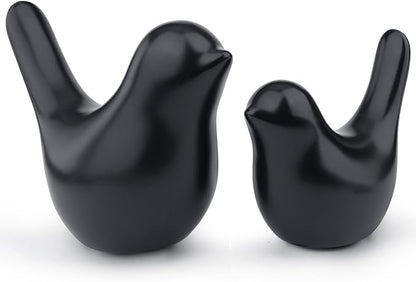 LAIDANLA Small Birds Statues Black Modern Style Home Decor Birds Small Animal Sculpture for Living Room Office Desktop Shelf Coffee Table Bedroom（2pcs）