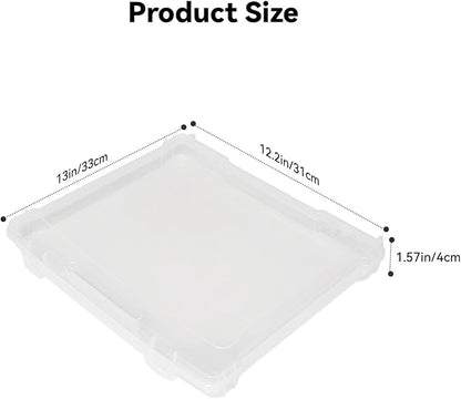 OMNISAFE Plastic Scrapbook Paper Storage Cases, Portable Board Game Storage Cases, Hobby Art Craft Box, Acid-Free Rounded Corner Containers (11"x10" Clear 12Pcs)