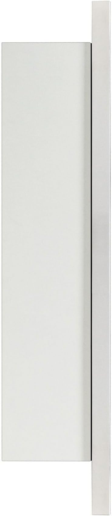 TEHOME 16.5'' x 24'' Polished Nickel Recessed and Surface Mount Bathroom Medicine Cabinet with Mirror Square Cornered Metal Framed Rounded Rectangle Medicine Cabinet Mirror