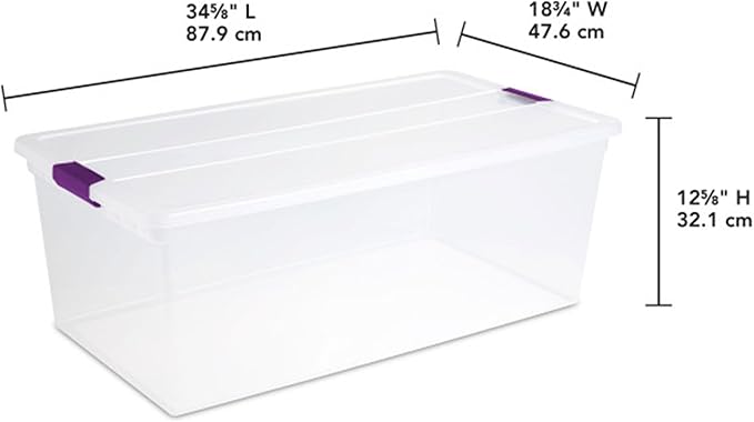 Sterilite 16-Pack 110 Quart ClearView Latch Box, Stackable Organizer Bins with Latching Lids - Clear Plastic Organization Containers for Closet, Bedroom, Shelving Units and Everyday Home Storage