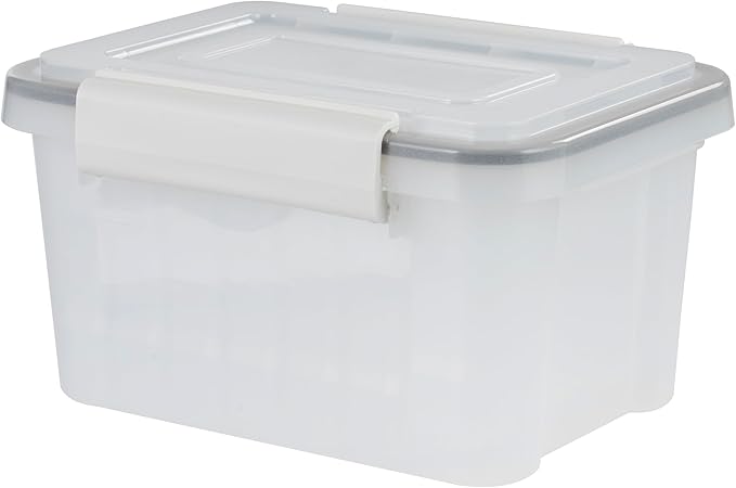 IRIS USA WeatherPro Photo Storage Case with 7 Inner 4" x 6" Picture Cases, Transparent Weathertight Organization Container for Pictures Scrapbooking Stationery Journaling Ephemera Art Supplies, Clear