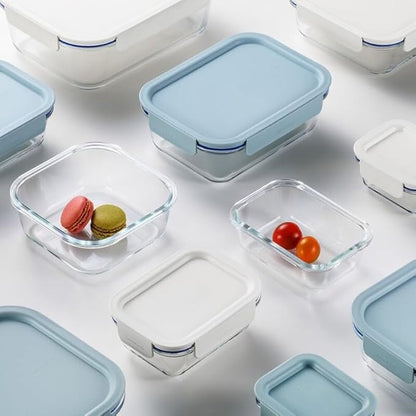 LocknLock LNG455S5M The Clear Heat-Resistant Borosilicate Glass Food Storage Set, 10-Piece (5 Containers + 5 Lids) - Mint
