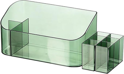 Makeup Tray Holder Organizer Cosmetic Display Case Tabletop Desktop Vanity Countertop Bathroom Wall Cabinet Medicine Storage Box 9 Dividers 2 Removable Women Ladies Girls Gifts Crystal Green 1 PACK