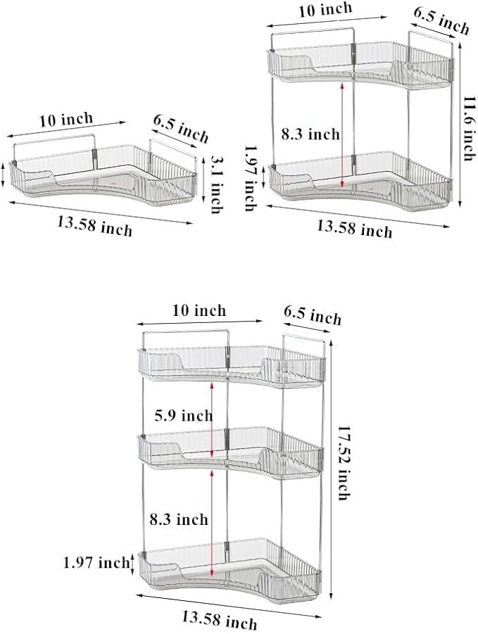 Corner Bathroom Counter Organizer, Vanity Trays for Bathroom, Skincare Makeup Organizer Shelf, Shelf Cosmetics, Toiletries, Lotions, Perfumes (2 Tiers, Clear)