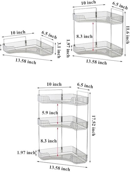 Corner Bathroom Counter Organizer, Vanity Trays for Bathroom, Skincare Makeup Organizer Shelf, Shelf Cosmetics, Toiletries, Lotions, Perfumes (2 Tiers, Clear)