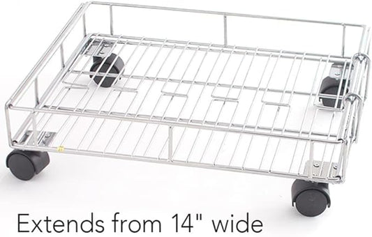 MSR Imports Expandable Rolling Metal Storage Basket-Home and Kitchen Storage Solution,Silver