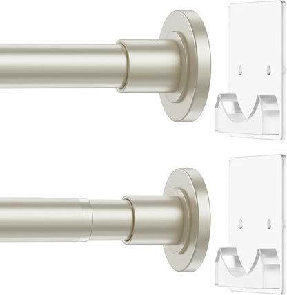 CorkLatta Nickel Shower Curtain Rod,1 Inch Diameter Stainless Steel Adjustable Spring Tension Rods 32 to 68",with Holders,Anti-Slip,Curtain Rods No Drilling(1 Pack)