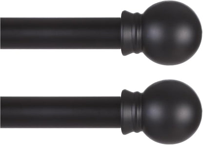 Thestoa 2 Pack Black Curtain Rods for Windows 66 to 120 Inch, 5/8" Diameter Matte Black Small Curtain Rods for Bedroom, Living Room, Kitchen, Outdoor, Farmhouse, Cafe