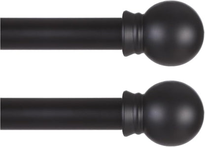 Thestoa 5/8" Diameter Splicing Curtain Rods 2 pack for Windows 30 or 46 inch, Black Curtain Rods for Bedroom, Living Room, Farmhouse, Outdoor etc.