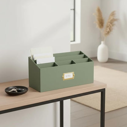 KIBAGA Stylish Linen Mail Organizer for Your Countertop – Easily Organizes Pens, Mail & More in Spacious Compartments on Any Desktop – The Perfect Desk Sorter for Paper & Office Essentials