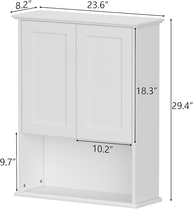 Bathroom Wall Cabinet, Over The Toilet Storage Cabinet, 23x29 Inch Medicine Cabinet with 2 Door & Adjustable Shelves, Bathroom Cabinet Wall Mounted for Laundry Room, Kitchen, Small Spaces