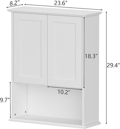Bathroom Wall Cabinet, Over The Toilet Storage Cabinet, 23x29 Inch Medicine Cabinet with 2 Door & Adjustable Shelves, Bathroom Cabinet Wall Mounted for Laundry Room, Kitchen, Small Spaces