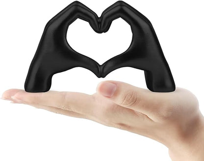 Small Black Decor,Resin Heart Hands Sculpture for Living Room Bedroom Bookshelf Shelves Office Desk Decor,Love Finger Modern Statue for Wedding Decorations,Unique Birthday for Women Girls.