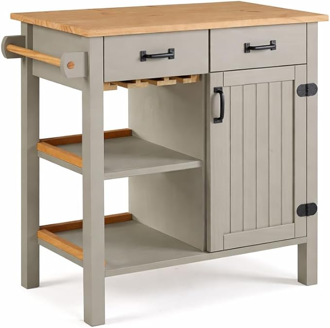 From the Tree Furniture Modern Kitchen Island Cabinet with Convenient Storage Drawers - Solid Pine Wood Coffee Bar Cart, 31" Storage & Organization Solution - Practical Kitchen Cabinet