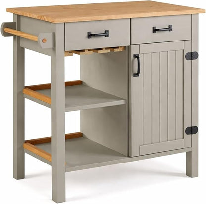 From the Tree Furniture Modern Kitchen Island Cabinet with Convenient Storage Drawers - Solid Pine Wood Coffee Bar Cart, 31" Storage & Organization Solution - Practical Kitchen Cabinet