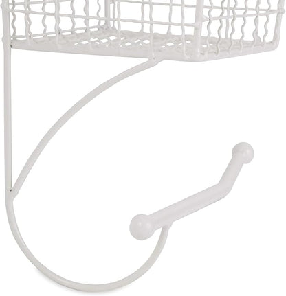 DII Rustic Farmhouse Bathroom Décor, Metal Storage, Toilet Paper Holder, Antique White