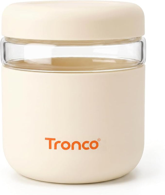 Tronco 32 oz Glass Food Storage & Lunch Bowl Containers with Airtight Lids | Leakproof Meal Prep Container with Silicone Sleeve, Microwave & Dishwasher Safe, Soup & Stew, Office Lunch, BPA-Free, 1 Pack