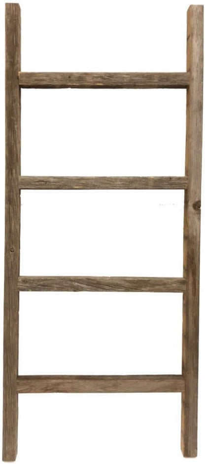 BARNWOODUSA Rustic Farmhouse Decorative Ladder - Our 47 inch Ladder can be Mounted Horizontally or Vertically and is Crafted from Upcycled Wood No Assembly Required Weathered Gray