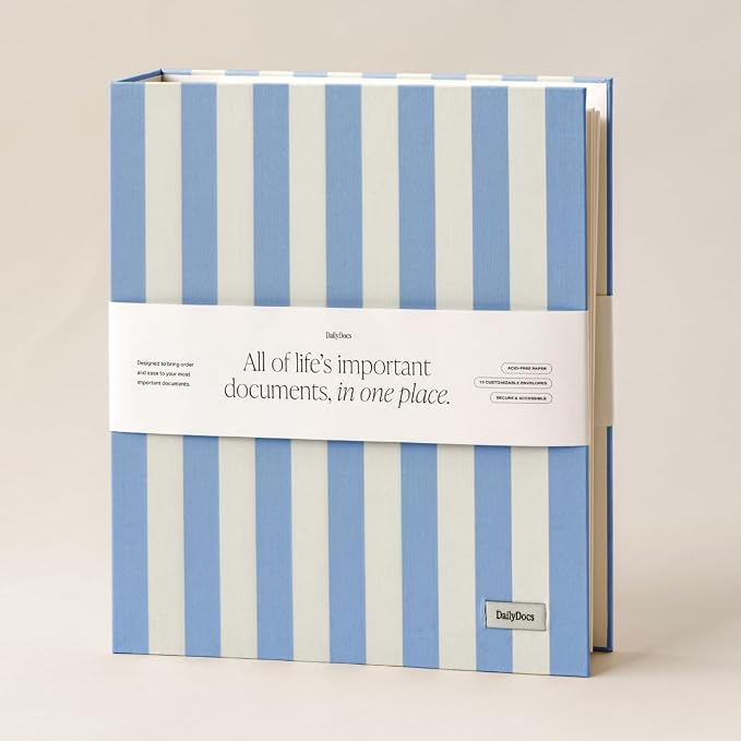 Document Organizer Binder – Premium Linen Folder System with Full & Half-Page Envelopes for Important Papers, Passports, Birth Certificates & More