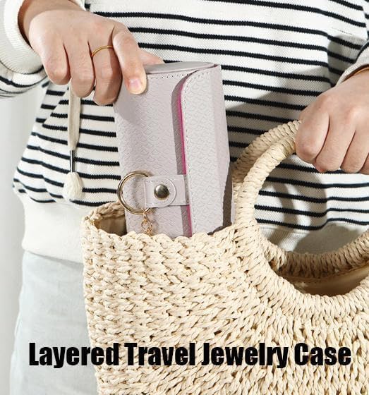 IBHOO Layered Travel Jewelry Case, Multi Layer Jewelry Box with Compartments for Necklaces Rings Earrings, Compact Zipper Jewelry Storage for Women, Portable Jewelry Holder for Travel Home (Green)
