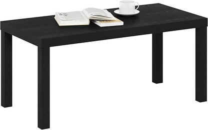Furinno Classic Coffee Table, Modern Rectangle Coffee Table with 1.8 Inch Thick Tabletop, Side Table for Living Room, Home Office, Classic Black
