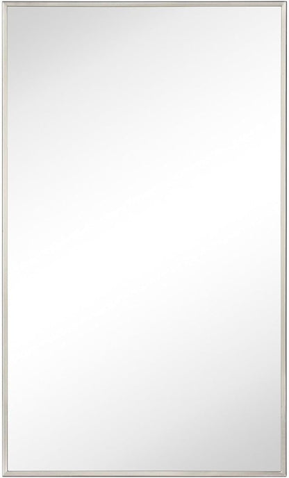TEHOME 17.5'' x 29'' Brushed Nickel Recessed and Surface Mount Bathroom Medicine Cabinet with Mirror Square Cornered Metal Framed Rounded Rectangle Medicine Cabinet Mirror