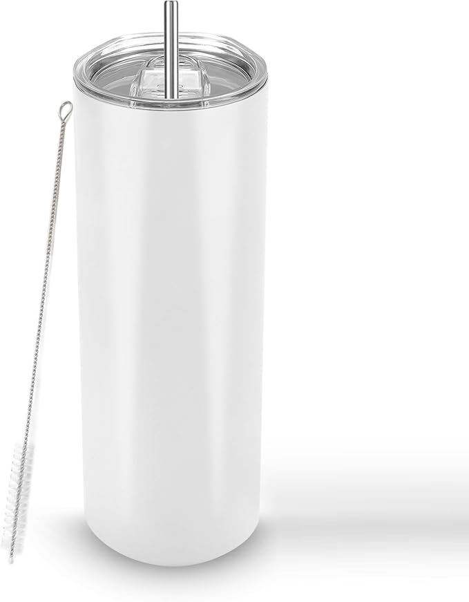 Joyclub Sublimation Tumblers Blanks 20 oz Skinny Straight Tumblers Bulk Stainless Steel Insulated Sublimation Cups with Lids and Straw, Gift Box