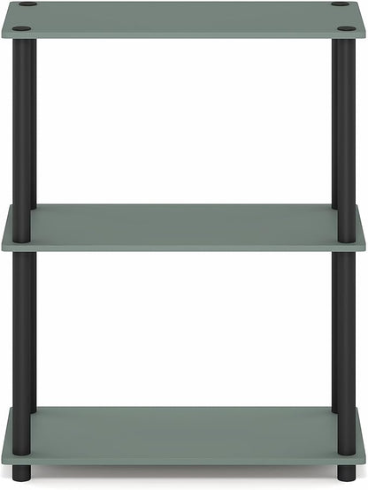 Furinno Turn-N-Tube Storage Shelves, 3-Tier Book Shelf, Corner Shelf, Toolless Open Shelves, for Organization and Storage, Living Room, Garage, Home Office, Sage Green
