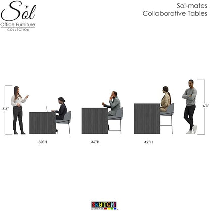SKUTCHI DESIGNS INC. 4 Person Collaboration Table | Face-to-Face Desk | 36x66 All Laminate Team Desk with Double Power and Data Units | Natural Eucalyptus and Silver