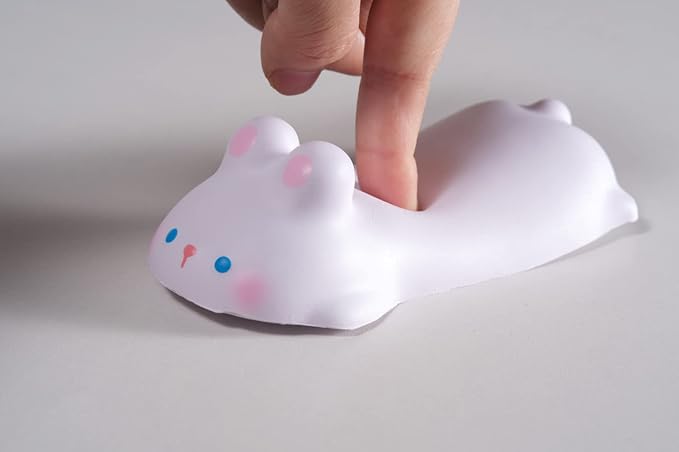 Cityhermit Cute Wrist Rest Support for Mouse Computer Arm Rest for Desk Ergonomic Kawaii Office Supplies Slow Rising PU Mouse Pad (White Rabbit-2pcs)