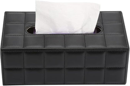 KINGFOM Rectangular Tissue Box Cover, Imitation Suede PU Leather Tissue Box Holder, Facial Napkin Paper Dispenser for Home Office Car Automotive Decoration with Magnetic Bottom(Soft Black)
