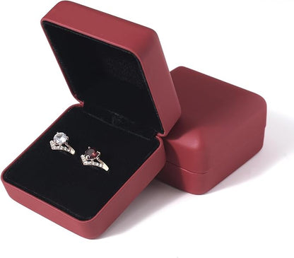 Velvet Ring Gift Box, Small Jewelry Earring Studs Holder Case for Wedding Day, Proposal, Engagement, Anniversary, Ring Display Storage Box for Women Girl (Red S)