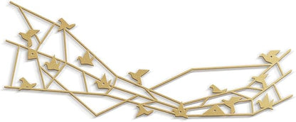 SIGNLEADER Metal Wall Art Decor Birds Perching Modern Abstract Wall Sculpture Hangings Home Decoration for Living Room, Bedroom, Bathroom, Kitchen, Outdoor - 24" Gold