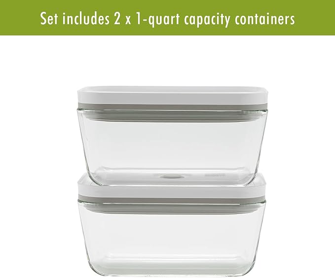 ZWILLING Fresh & Save 2-Piece Medium Glass Vacuum Sealer Food Storage Container with Airtight Lids