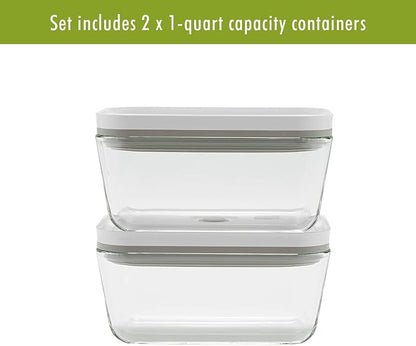 ZWILLING Fresh & Save 2-Piece Medium Glass Vacuum Sealer Food Storage Container with Airtight Lids