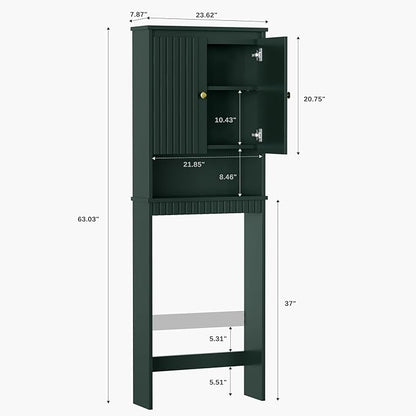Over The Toilet Storage Cabinet, Over The Toilet Storage with Fluted Door Over The Toilet Cabinet with Adjustable Shelf Above The Toilet Storage Cabinet for Bathroom Organizer, Forest Green