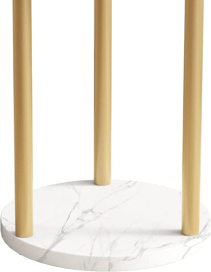 Metal Gold Coat Racks Freestanding, Coat Hanger Stand, Hall Tree Rack for Hanging Hats, Scarves, Bags, Modern Coat Rack with Double Shelves, Corner Coat Rack, 9 Hooks, Gold