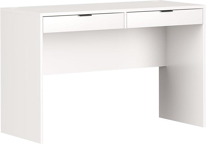 Prepac 46" Writing Desk – Computer Desk with 2 Drawers, White Office Desk for Home Office or Bedroom
