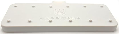 Happitasa Silicone Soap Dish Tray and Sponge Holder with Drain Chute and Feet | 3-Way Sloped Design | Bathroom and Kitchen Sink Organizer Caddy (Light Grey, 10"x4")