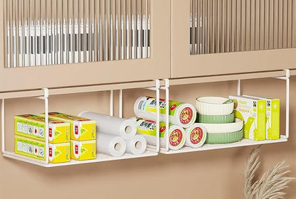 EHKIT Foil and Plastic Wrap Organizer Holder Foldable Under Cabinet Shelf Kitchen Pantry Desk Hanging Storage Rack (Black)