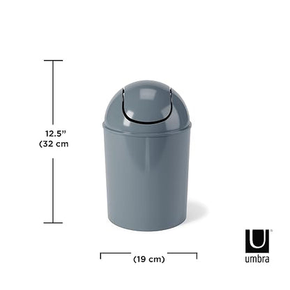 Umbra 1.25 Gallon Mini Waste Can with Removable Swing-Top Lid - Small Garbage Bin for Kitchen, Bathroom, Bedroom, Office - Compact Trash Can Fit Under Tables & Counters - Slate Blue