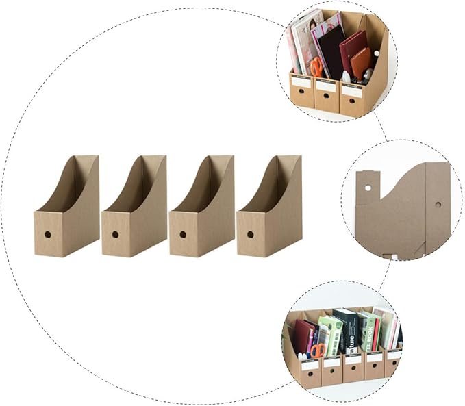 YUYUETIME 4pcs Lightweight Paper File Storage Boxes for Desk Organization Versatile Document and Magazine Holders Practical Desktop File Cases for Home Office School Use