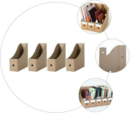YUYUETIME 4pcs Lightweight Paper File Storage Boxes for Desk Organization Versatile Document and Magazine Holders Practical Desktop File Cases for Home Office School Use